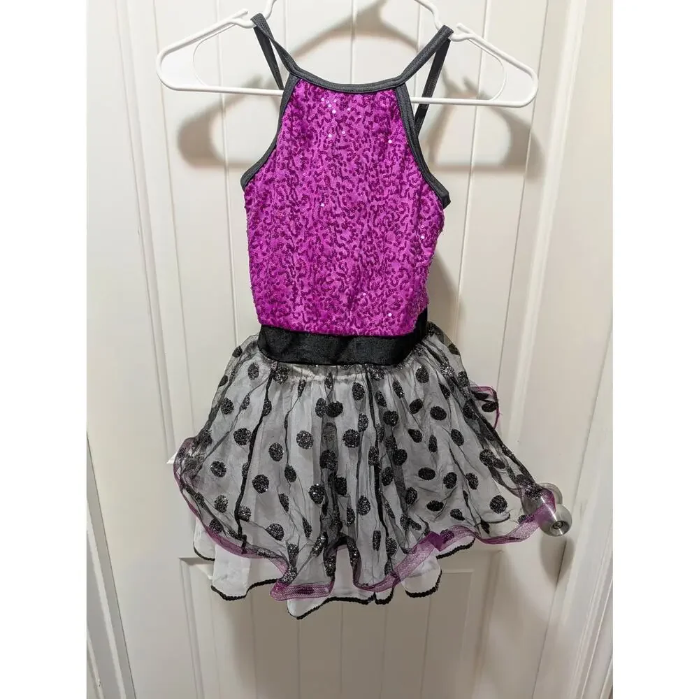 Weissman Dance Costume Living For The Rhythm Purple Sequin Tank Dress Size MC